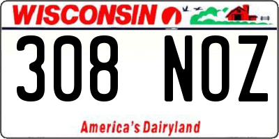 WI license plate 308NOZ