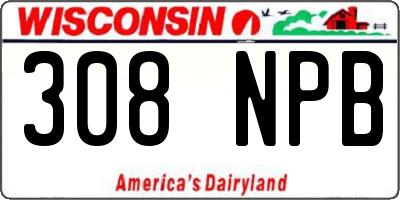WI license plate 308NPB