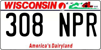 WI license plate 308NPR