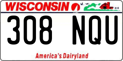 WI license plate 308NQU