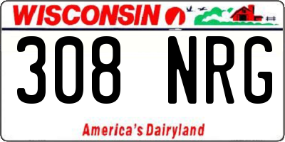 WI license plate 308NRG