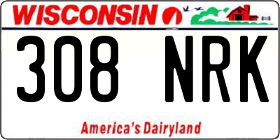 WI license plate 308NRK