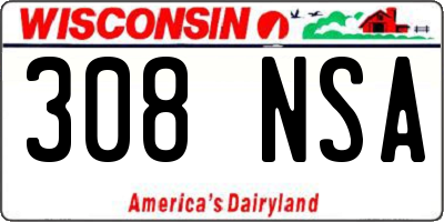 WI license plate 308NSA