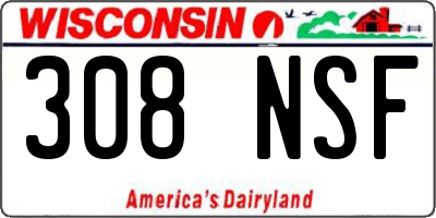 WI license plate 308NSF