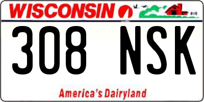 WI license plate 308NSK
