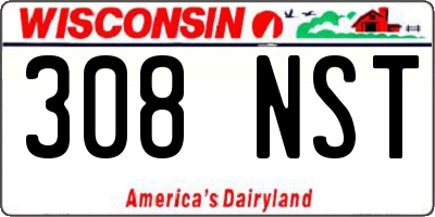 WI license plate 308NST