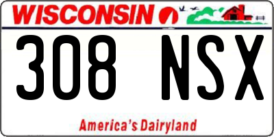 WI license plate 308NSX