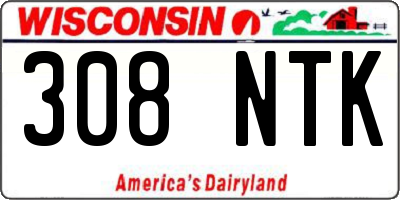 WI license plate 308NTK