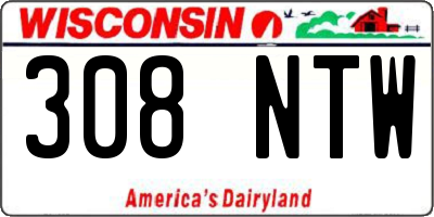 WI license plate 308NTW