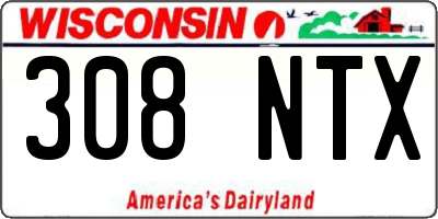 WI license plate 308NTX