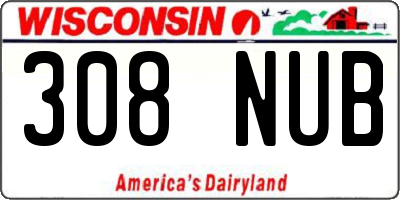 WI license plate 308NUB