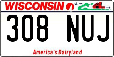 WI license plate 308NUJ