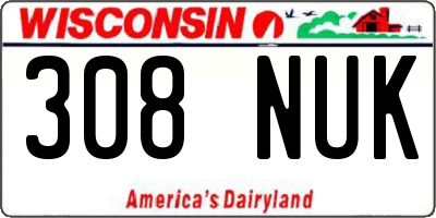 WI license plate 308NUK