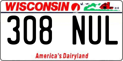 WI license plate 308NUL