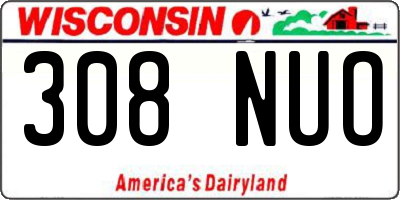 WI license plate 308NUO