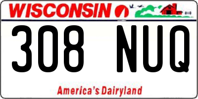 WI license plate 308NUQ
