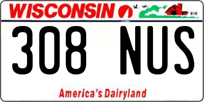 WI license plate 308NUS