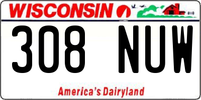 WI license plate 308NUW