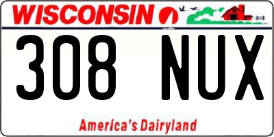 WI license plate 308NUX