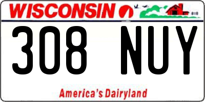 WI license plate 308NUY