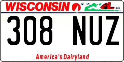 WI license plate 308NUZ
