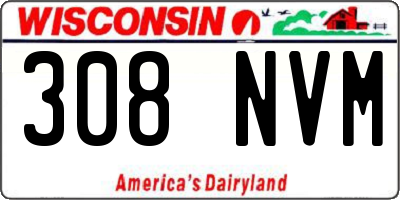 WI license plate 308NVM