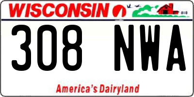WI license plate 308NWA