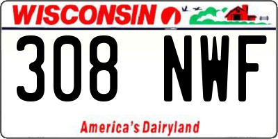 WI license plate 308NWF