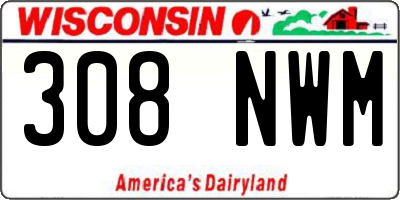 WI license plate 308NWM