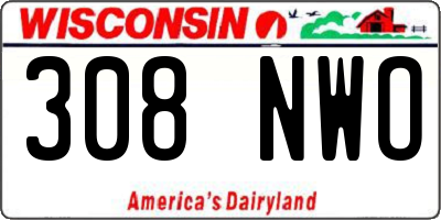 WI license plate 308NWO