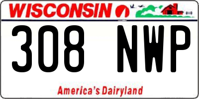 WI license plate 308NWP
