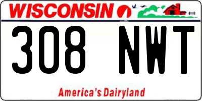 WI license plate 308NWT