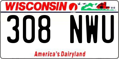 WI license plate 308NWU