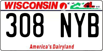WI license plate 308NYB