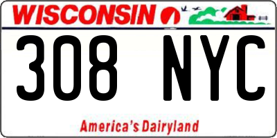 WI license plate 308NYC