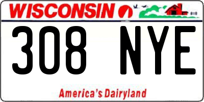 WI license plate 308NYE