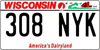 WI license plate 308NYK