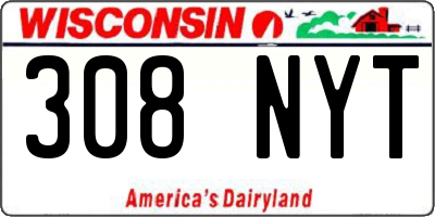 WI license plate 308NYT