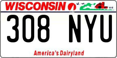 WI license plate 308NYU
