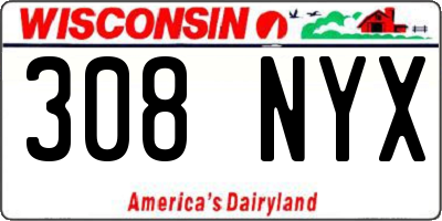 WI license plate 308NYX