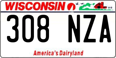WI license plate 308NZA