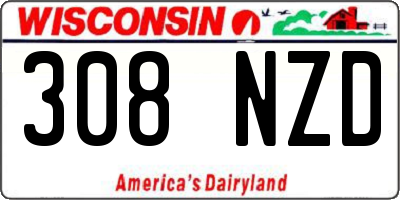 WI license plate 308NZD