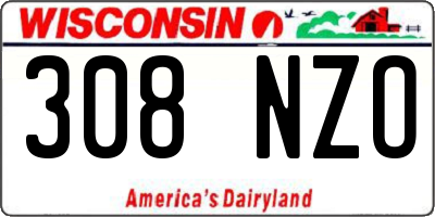WI license plate 308NZO