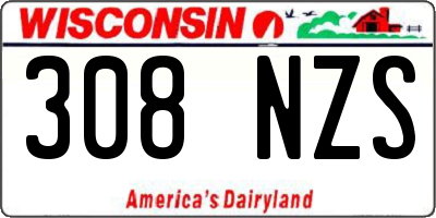 WI license plate 308NZS
