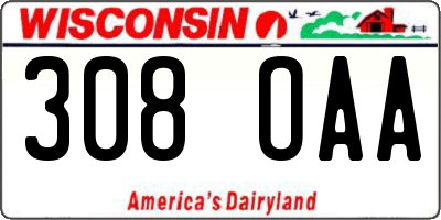 WI license plate 308OAA