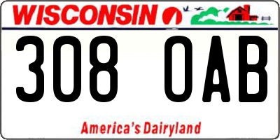WI license plate 308OAB