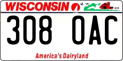 WI license plate 308OAC