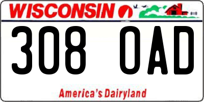 WI license plate 308OAD