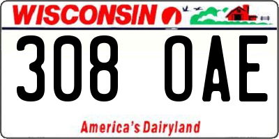 WI license plate 308OAE