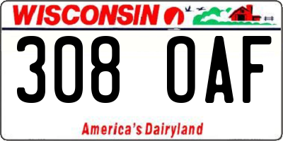 WI license plate 308OAF